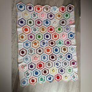 Handmade Granny Square Blanket Crochet Afghan Throw Blanket 65x49 Colorful
